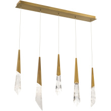 Schonbek Beyond BPD31405L-AB - Solitude 5 Light 120-277V Multi-Light Pendant (Linear Canopy) in Aged Brass with Optic Haze Quartz