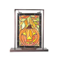 Meyda Green 65267 - 9.5" Wide X 10.5" High Jack O'Lantern Lighted Mini Tabletop Window