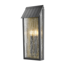 Artcraft AC8058BK - Point 2 Light 21.5" Outdoor Wall Sconce, Black and Brass