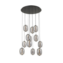 Artcraft AC6952SM - Vega Integrated LED 12 Light Chandelier, Black with Dark Smoke Glassware