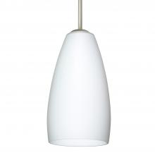 Besa Lighting 1BC-150907-MED-SN-L - Besa Chrissy Pendant Satin Nickel Opal Matte 1x50W B10 Medium Base, 15Ft. Cord