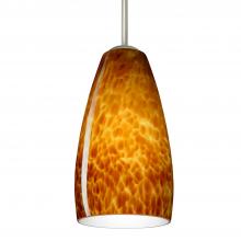 Besa Lighting 1BC-150918-MED-SN-L - Besa Chrissy Pendant Satin Nickel Amber Cloud 1x50W B10 Medium Base, 15Ft. Cord