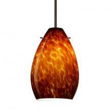 Besa Lighting 1BT-171318-BR-L - Besa Pendant Pera 6 Bronze Amber Cloud 1x50W E12 base, 15Ft Cord
