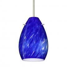 Besa Lighting 1BT-171386-SN-L - Besa Pendant Pera 6 Satin Nickel Blue Cloud 1x50W E12 base, 15Ft Cord