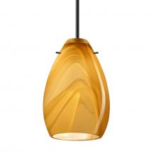 Besa Lighting 1BT-1713HN-BK-L - Besa Pendant Pera 6, Black Finish, Honey 1x50W E12 base, 15Ft Cord