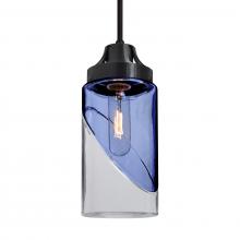 Besa Lighting 1JC-BLINKBL-BK-L - Besa, Blink Cord Pendant, Trans. Blue/Clear, Black Finish, 1x60W Medium Base, 15Ft. Cord