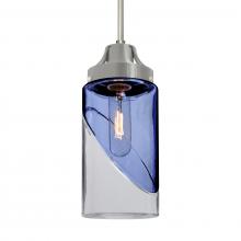 Besa Lighting 1JC-BLINKBL-SN-L - Besa, Blink Cord Pendant, Trans. Blue/Clear, Satin Nickel Finish, 1x60W Medium Base, 15Ft. Cord
