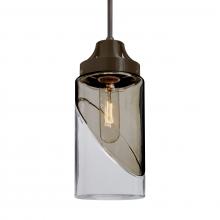 Besa Lighting 1JC-BLINKSM-BR-L - Besa, Blink Cord Pendant, Trans. Smoke/Clear, Bronze Finish, 1x60W Medium Base, 15Ft. Cord