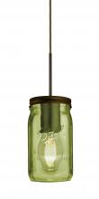 Besa Lighting 1JC-MILO4GR-EDIL-BR-L - Besa Pendant Milo 4 Bronze Green 1x5W LED Filament, 15Ft. Cord