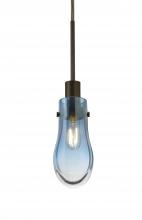 Besa Lighting 1JC-WISHBL-BR - Besa, Wish Cord Pendant, Blue/Clear, Bronze Finish, 1x40W E12 Base
