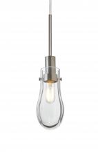 Besa Lighting 1JC-WISHCL-SN - Besa, Wish Cord Pendant, Clear, Satin Nickel Finish, 1x40W E12 Base