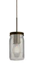 Besa Lighting 1JT-MILO4WF-EDIL-BR-L - Besa Pendant Milo 4 Bronze White Frost 1x5W LED Filament, 15Ft. Cord