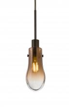 Besa Lighting 1JT-WISHAM-BR - Besa, Wish Cord Pendant, Amber/Clear, Bronze Finish, 1x40W E12 Base