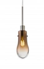 Besa Lighting 1JT-WISHAM-SN - Besa, Wish Cord Pendant, Amber/Clear, Satin Nickel Finish, 1x40W E12 Base