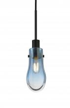 Besa Lighting 1JT-WISHBL-BK - Besa, Wish Cord Pendant, Blue/Clear, Black Finish, 1x40W E12 Base