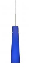 Besa Lighting B-5674CM-LED-SN-L - Besa Camino Pendant For Multiport Canopy Satin Nickel Cobalt Blue Matte 1x5W LED, 15Ft. Cord