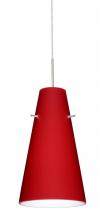Besa Lighting J-4124RM-SN-L - Besa Cierro Pendant For Multiport Canopy Satin Nickel Ruby Matte 1x100W Medium Base, 15Ft. Cord