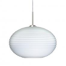 Besa Lighting J-491207-SN-L - Besa Pendant For Multiport Canopy Pape 10 Satin Nickel Opal Ribbed 1x100W Medium Base, 15Ft. Cord