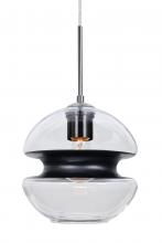 Besa Lighting J-HULA8BK-SN - Besa, Hula 8 Cord Pendant for Mulitport Canopy, Clear/Black, Satin Nickel Finish, 1x60W Medium Base