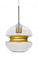 Besa Lighting J-HULA8GD-SN - Besa, Hula 8 Cord Pendant for Mulitport Canopy, Clear/Gold, Satin Nickel Finish, 1x60W Medium base