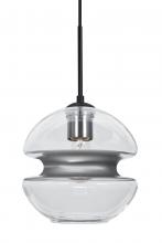 Besa Lighting J-HULA8SL-BK - Besa, Hula 8 Cord Pendant for Mulitport Canopy, Clear/Silver, Black Finish, 1x60W Medium base