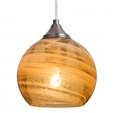 Besa Lighting J-JILLYAM-SN-L - Besa, Jilly Cord Pendant For Multiport Canopy, Vapor Amber, Satin Nickel Finish, 1x60W Medium Base
