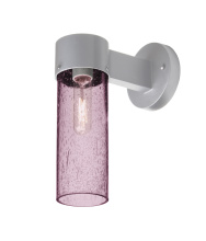 Besa Lighting JUNI10PL-WALL-EDIL-SL - Besa, Juni 10 Outdoor Sconce, Plum Bubble, Silver Finish, 1x4W LED Filament