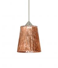 Besa Lighting RXP-5125CF-LED-SN-L - Besa Pendant Nico 4 Satin Nickel Stone Copper Foil 1x5W LED, 15Ft. Cord