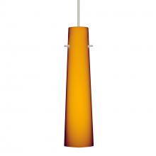 Besa Lighting XP-567480-SN-277-DIM010 - Besa Camino Pendant Satin Nickel Amber Matte 1x50W MAX GY6.35 Base, 277V, 0-10V Dimming