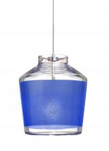Besa Lighting XP-PIC6BL-SN-L - Besa Pendant Pica 6 Satin Nickel Blue Sand 1x50W MAX GY6.35 Base, 15Ft. Cord
