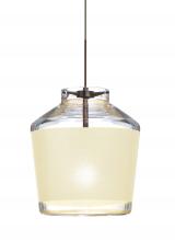 Besa Lighting XP-PIC6CR-BR-L - Besa Pendant Pica 6 Bronze Creme Sand 1x50W MAX GY6.35 Base, 15Ft. Cord