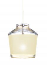 Besa Lighting XP-PIC6CR-SN-L - Besa Pendant Pica 6 Satin Nickel Creme Sand 1x50W MAX GY6.35 Base, 15Ft. Cord