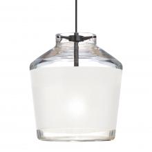 Besa Lighting XP-PIC6WH-LED-BK - Besa Pendant Pica 6 Black Finish, White Sand 1x5W LED