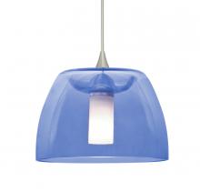 Besa Lighting XP-SPURBL-SN-L - Besa Spur Cord Pendant, Blue, Satin Nickel Finish, 1x35W MAX GY6.35 Base, 15Ft. Cord