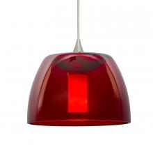 Besa Lighting XP-SPURRD-SN-L - Besa Spur Cord Pendant, Red, Satin Nickel Finish, 1x35W MAX GY6.35 Base, 15Ft. Cord