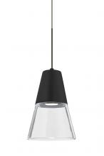 Besa Lighting XP-TIMO6BC-LED-BR - Besa, Timo 6 Cord Pendant, Clear/Black, Bronze Finish, 1x9W LED