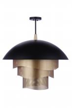 Craftmade P1011FBMG-LED - 31.25 Dia Sculptural Statement Dome Pendant w/ Perforated Metal Shades in Flat Black/Matte Gold