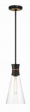 Crystorama QUN-1500-MK-TG - Quinn 7'' Matte Black + Textured Gold Pendant