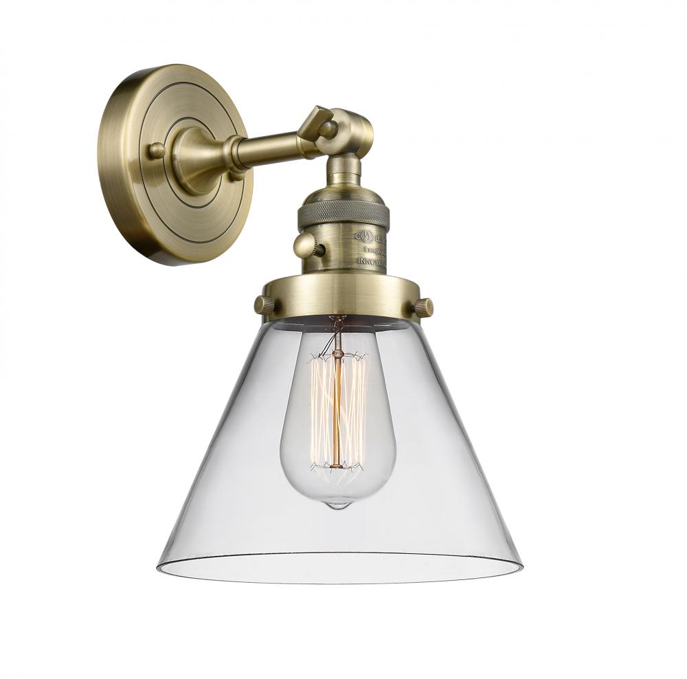 Cone - 1 Light - 8 inch - Antique Brass - Adjustable Sconce