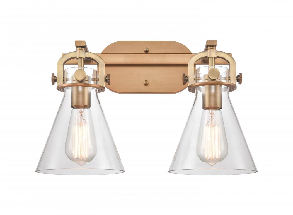 Newton Cone - 2 Light - 17 inch - Brushed Brass - Bath Vanity Light
