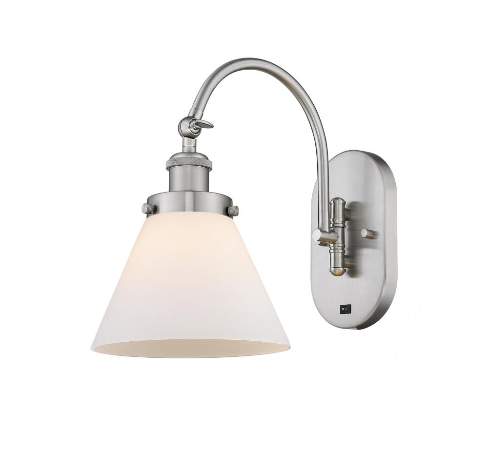 Cone - 1 Light - 8 inch - Brushed Satin Nickel - Adjustable Swing Arm