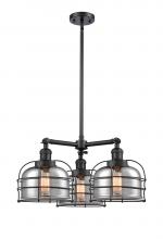 Innovations Lighting 207-BK-G73-CE - Bell Cage - 3 Light - 24 inch - Matte Black - Stem Hung - Chandelier