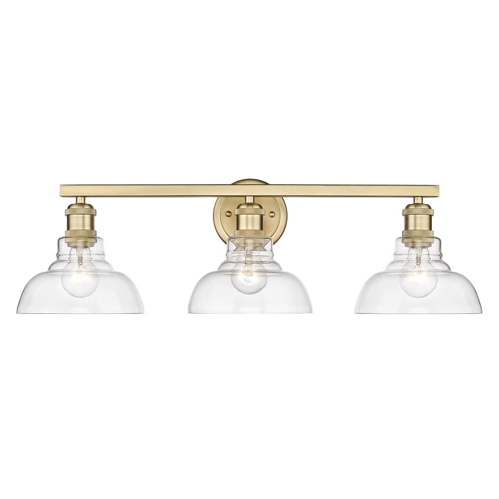 Carver BCB 3 Light Bath Vanity in Brushed Champagne Bronze with Clear Glass Shade