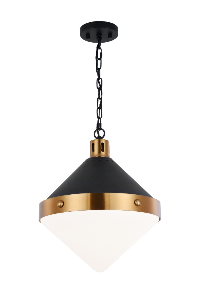 Sphericon Matte Black and Aged Gold Brass Pendant