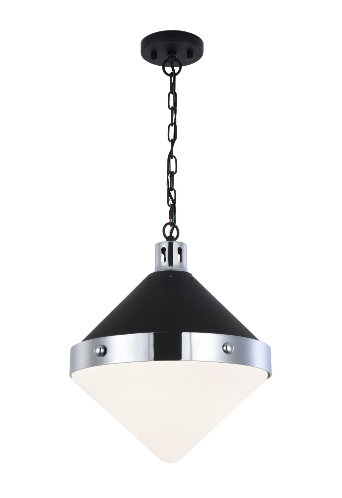 Sphericon Matte Black and Chrome Pendant