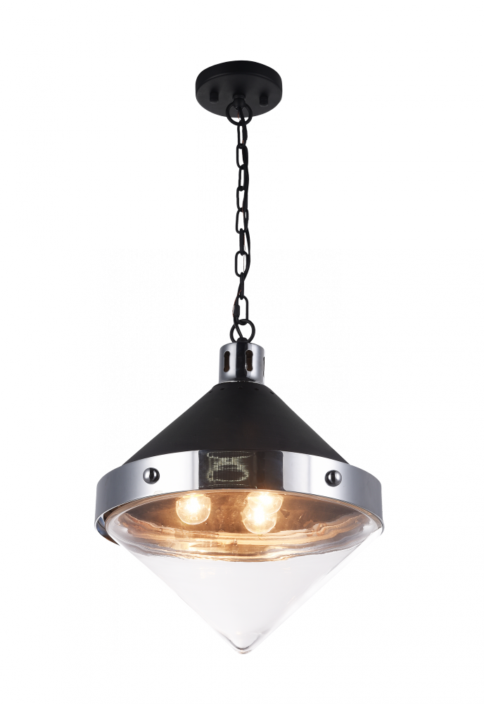 Sphericon Matte Black and Chrome Pendant