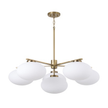 Capital 460561AD - 37" W x 12.25" H 6-Light Chandelier in Aged Brass with Soft White Glass Oval Globes