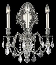 Elegant 9603W14PW/RC - Monarch 3 light Pewter Wall Sconce Clear Royal Cut Crystal