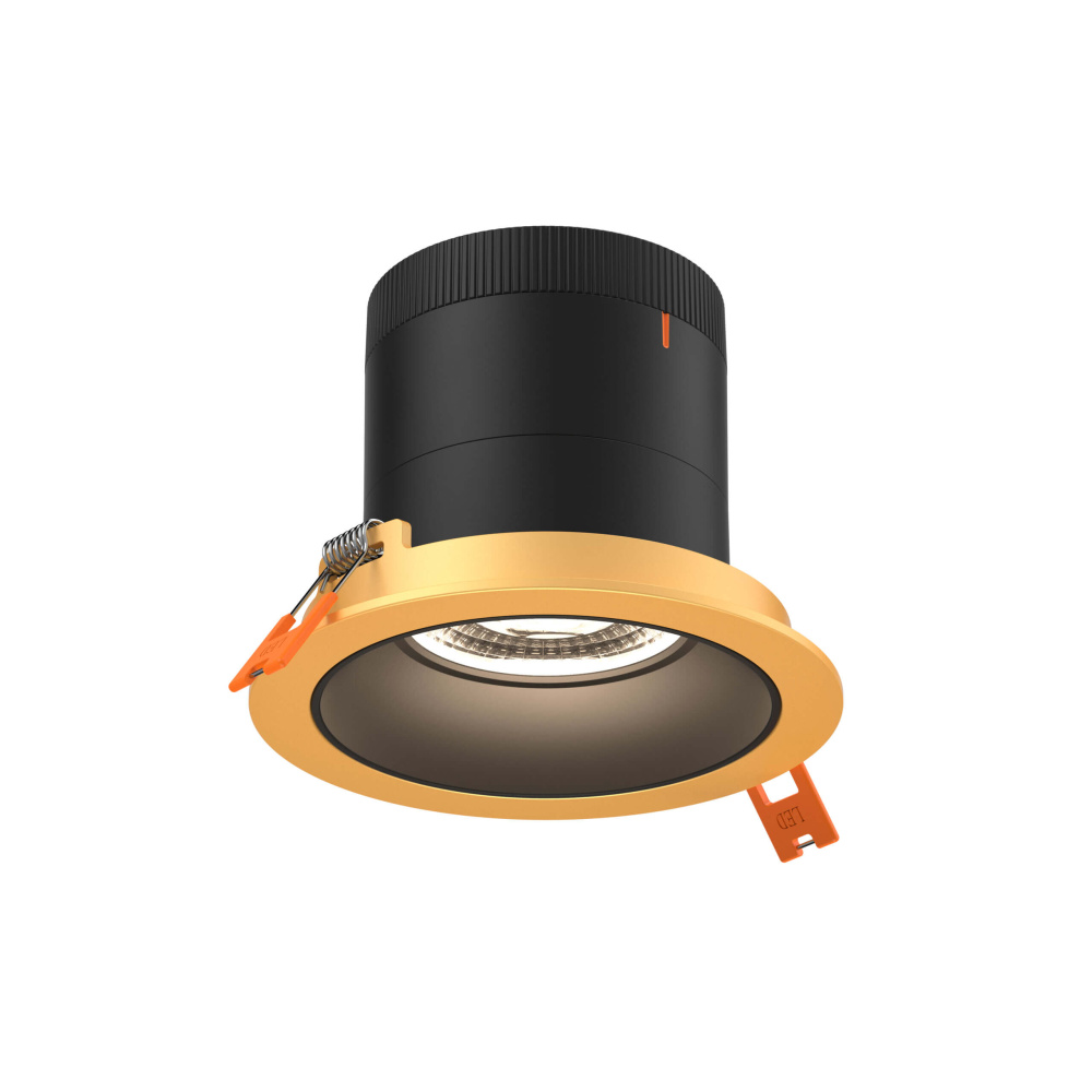4in Modular Downlight, 5CCT, 35 degree Beam Angle, Regressed, Black, Gold Trim