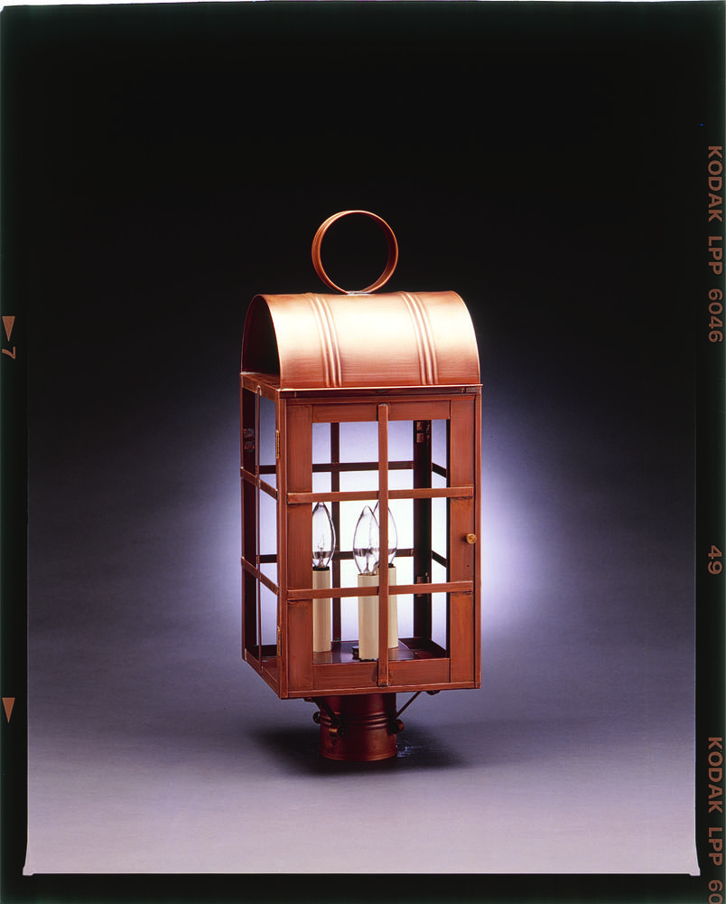 Culvert Top H-Bars Post Dark Brass Medium Base Socket With Chimney Clear Glass